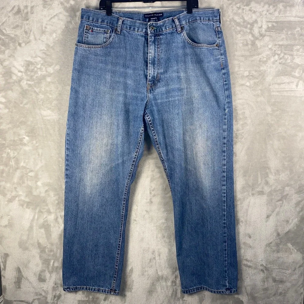 Tommy Hilfiger Mens Relaxed Fit‎ Blue Denim Jeans Size 40x32 Classic Preppy